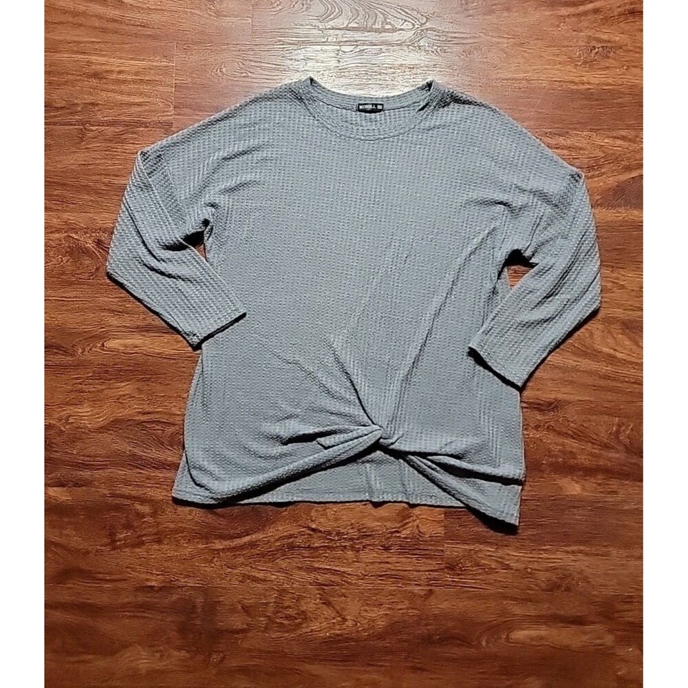 Miholl Women's Size XXL Polyester Blend Knit Sweater Tie Waist Gray